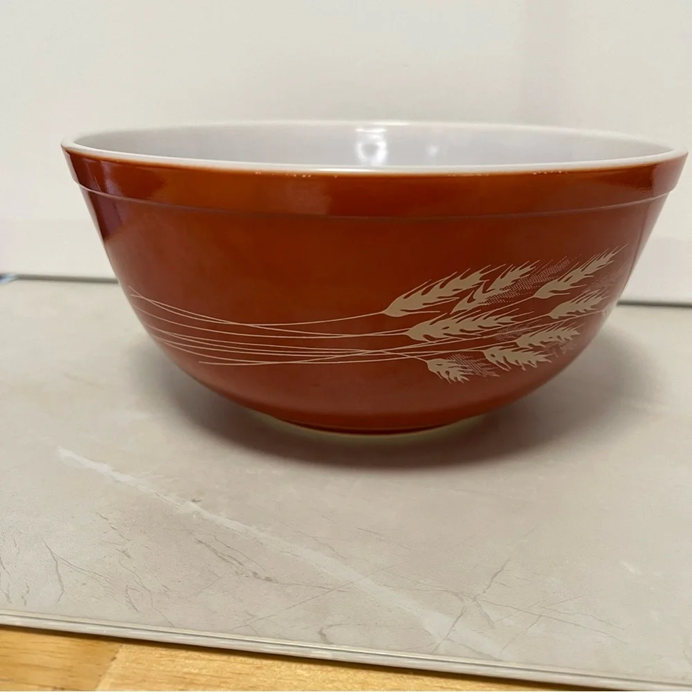 PYREX 403 Autumn Harvest Mixing Bowl Vintage 80’s Orange Wheat Collectible